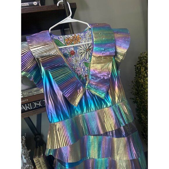 Celia B Acke Metalic Pleated Mini Dress Multi Womens Size Large - Picture 7 of 16